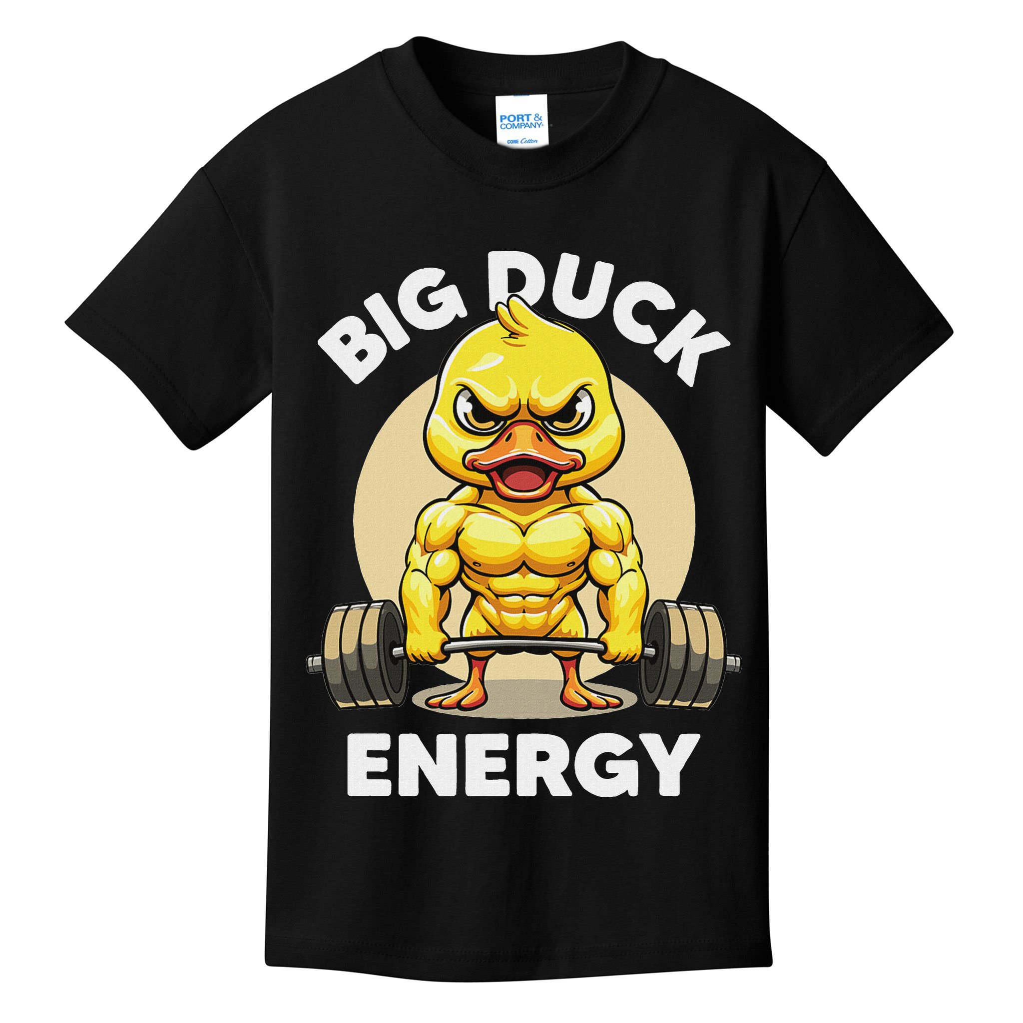 Big Duck Energy Duck Lovers Funny Gym Weightlifting Duck Kids T-Shirt
