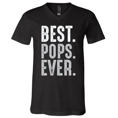 Best Dad Ever Best Pops Ever Protector Husband Fathers Day V-Neck T-Shirt