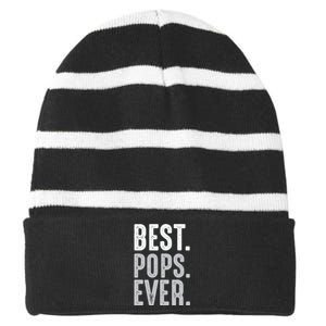 Best Dad Ever Best Pops Ever Protector Husband Fathers Day Striped Beanie with Solid Band