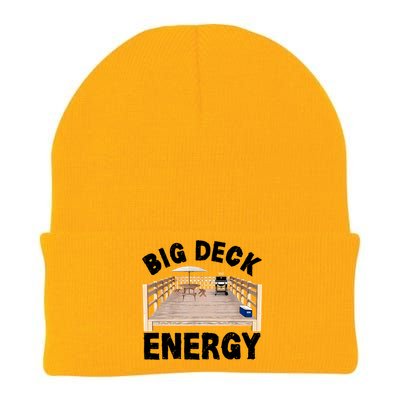 Big Deck Energy | Funny Back Yard Deck Owner & Carpentry Pun Knit Cap Winter Beanie