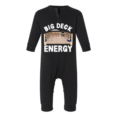 Big Deck Energy | Funny Back Yard Deck Owner & Carpentry Pun Infant Fleece One Piece