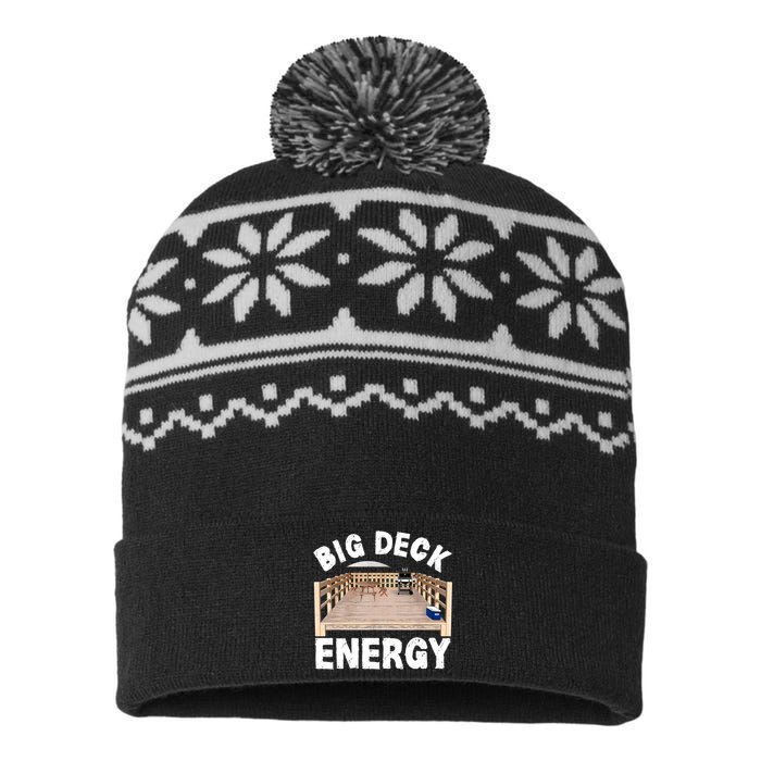 Big Deck Energy | Funny Back Yard Deck Owner & Carpentry Pun USA-Made Snowflake Beanie