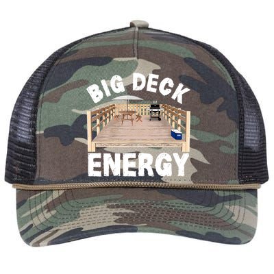 Big Deck Energy | Funny Back Yard Deck Owner & Carpentry Pun Retro Rope Trucker Hat Cap