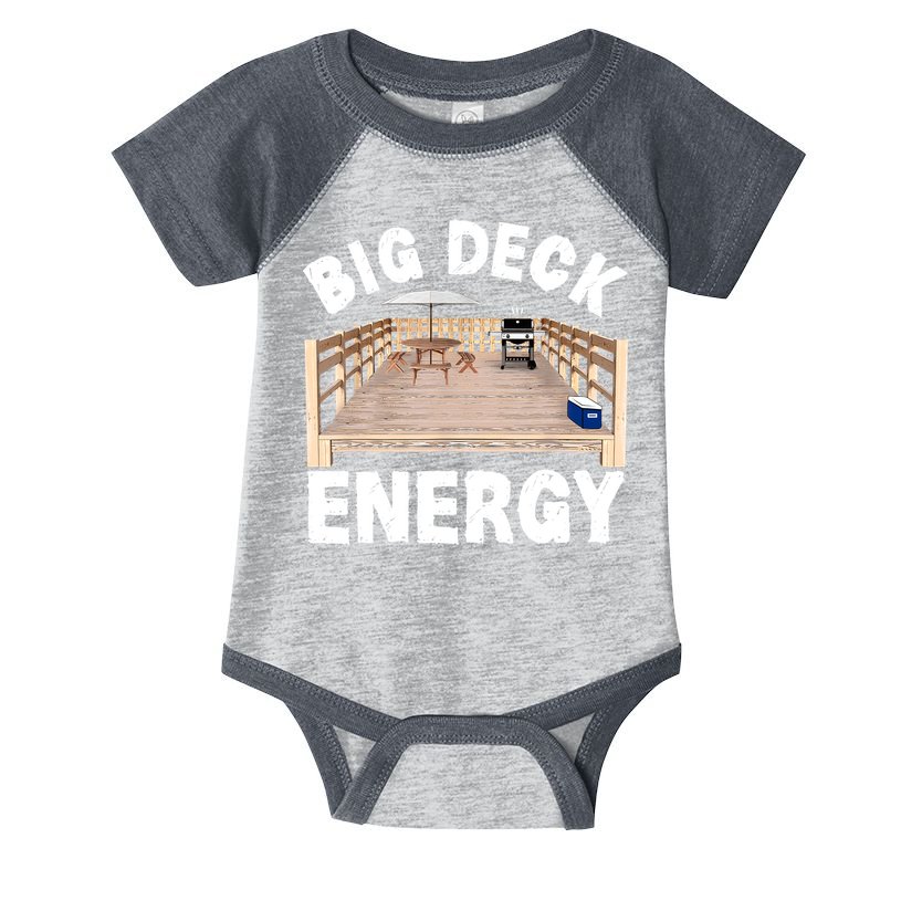 Big Deck Energy | Funny Back Yard Deck Owner & Carpentry Pun Infant Baby Jersey Bodysuit