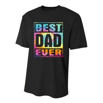 Best Dad Ever Vintage Tie Dye Funny Fathers Day Youth Performance Sprint T-Shirt