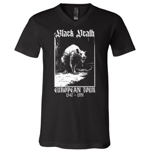 Black Death European Plague Rat Medieval History Goth V-Neck T-Shirt