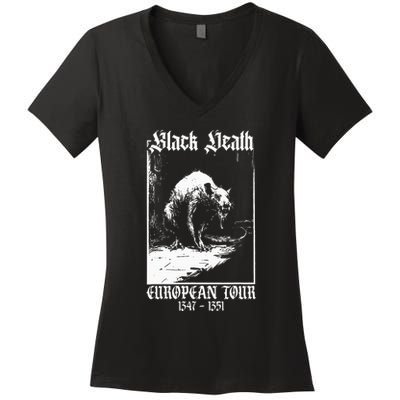 Black Death European Plague Rat Medieval History Goth Women's V-Neck T-Shirt