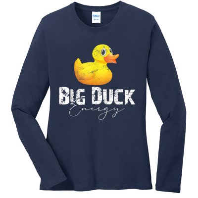 Big Duck Energy Yellow Rubber Duck Lover Ladies Long Sleeve Shirt