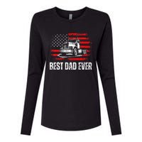 Best Dad Ever American Flag Best Trucker Dad Fathers Day Womens Cotton Relaxed Long Sleeve T-Shirt