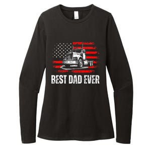 Best Dad Ever American Flag Best Trucker Dad Fathers Day Womens CVC Long Sleeve Shirt