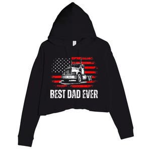 Best Dad Ever American Flag Best Trucker Dad Fathers Day Crop Fleece Hoodie