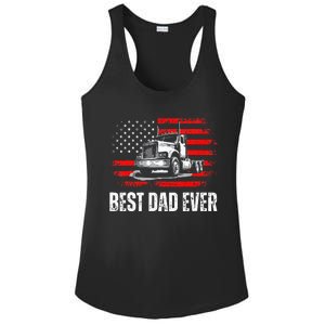 Best Dad Ever American Flag Best Trucker Dad Fathers Day Ladies PosiCharge Competitor Racerback Tank