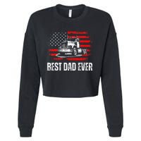 Best Dad Ever American Flag Best Trucker Dad Fathers Day Cropped Pullover Crew