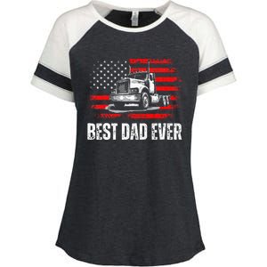 Best Dad Ever American Flag Best Trucker Dad Fathers Day Enza Ladies Jersey Colorblock Tee