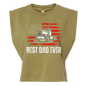 Best Dad Ever American Flag Best Trucker Dad Fathers Day Garment-Dyed Women's Muscle Tee