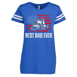 Best Dad Ever American Flag Best Trucker Dad Fathers Day Enza Ladies Jersey Football T-Shirt