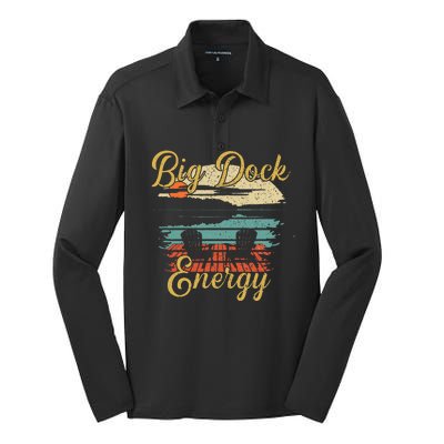 Big Dock Energy Summer Cottage Vacation Lake Life Silk Touch Performance Long Sleeve Polo