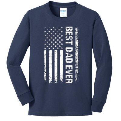 Best Dad Ever USA Flag Dad Gifts Kids Long Sleeve Shirt