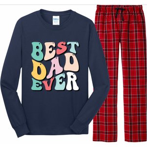 Best Dad Ever Fathers Day Groovy Men Daddy Gifts Long Sleeve Pajama Set