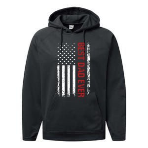 Best Dad Ever USA Flag Dad Gifts Performance Fleece Hoodie