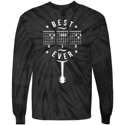 Best Dad Ever Guitar Dad Guitar Chord Tie-Dye Long Sleeve Shirt