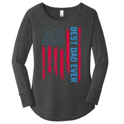 Best dad ever US american flag Father Gifts For Fathers Day Women's Perfect Tri Tunic Long Sleeve Shirt