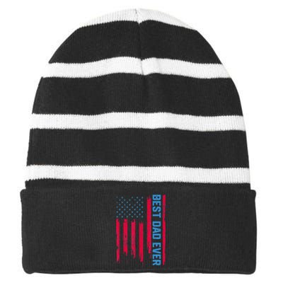 Best dad ever US american flag Father Gifts For Fathers Day Striped Beanie with Solid Band