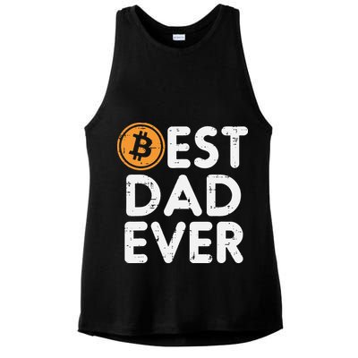 Best Dad Ever Bitcoin Crypto Cryptocurrency Daddy Papa Ladies PosiCharge Tri-Blend Wicking Tank