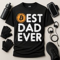Best Dad Ever Bitcoin Crypto Cryptocurrency Daddy Papa Cooling Performance Crew T-Shirt