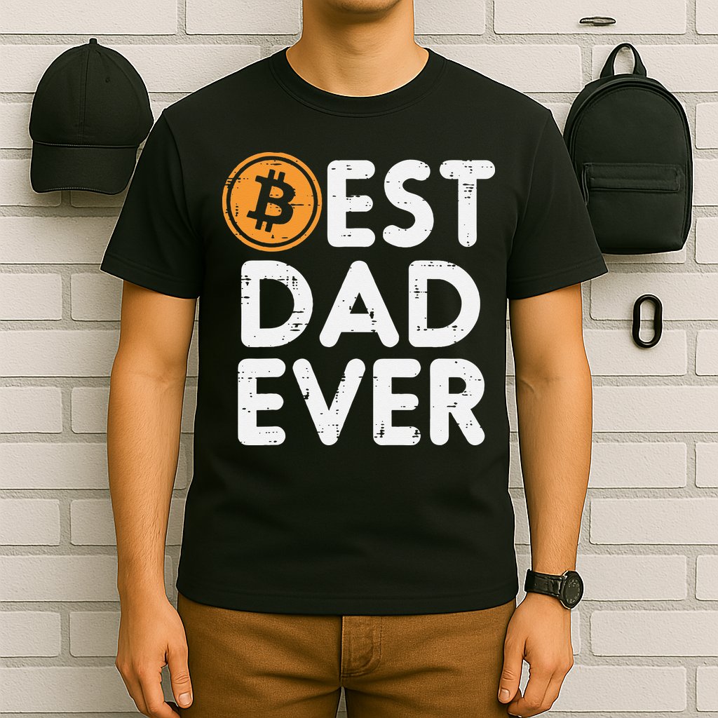 Best Dad Ever Bitcoin Crypto Cryptocurrency Daddy Papa T-Shirt
