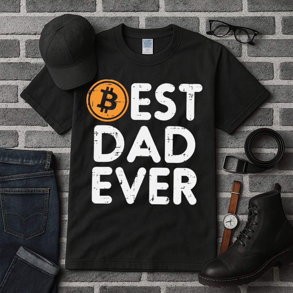 Best Dad Ever Bitcoin Crypto Cryptocurrency Daddy Papa Tall T-Shirt