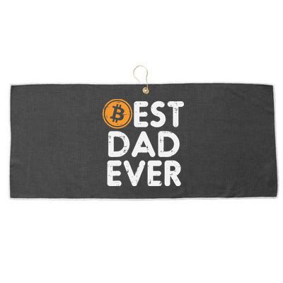 Best Dad Ever Bitcoin Crypto Cryptocurrency Daddy Papa Large Microfiber Waffle Golf Towel