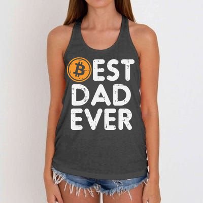 Best Dad Ever Bitcoin Crypto Cryptocurrency Daddy Papa Women's Knotted Racerback Tank