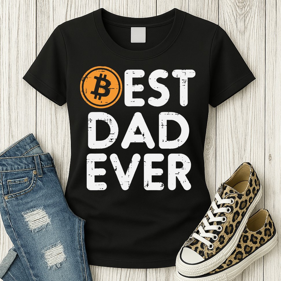 Best Dad Ever Bitcoin Crypto Cryptocurrency Daddy Papa Womens T-Shirt