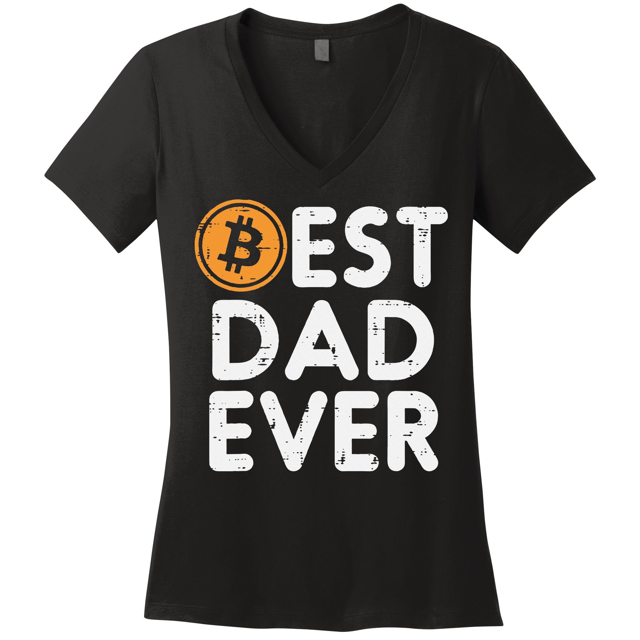 Best Dad Ever Bitcoin Crypto Cryptocurrency Daddy Papa Women's V-Neck T-Shirt