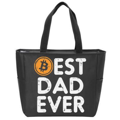 Best Dad Ever Bitcoin Crypto Cryptocurrency Daddy Papa Zip Tote Bag