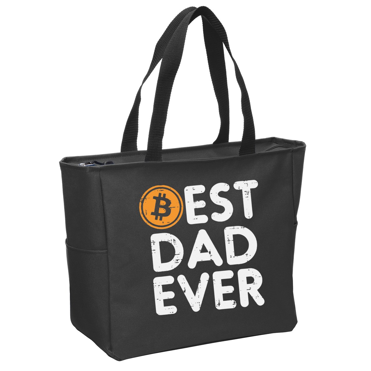 Best Dad Ever Bitcoin Crypto Cryptocurrency Daddy Papa Zip Tote Bag