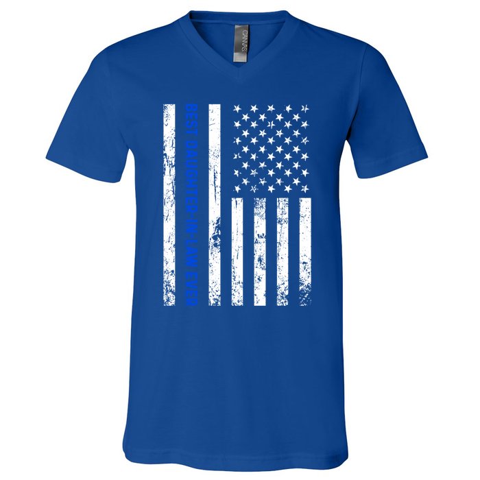 Best Daughterinlaw Ever Retro American Flag Son Gift V-Neck T-Shirt