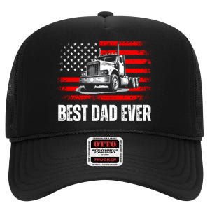 Best Dad Ever Flag Truck Dad Trucker Dad Best Trucking Dad High Crown Mesh Back Trucker Hat