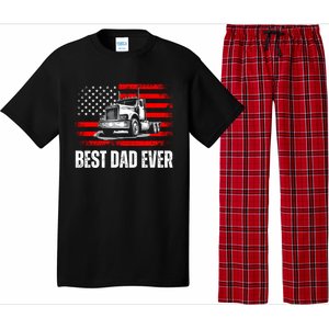 Best Dad Ever Flag Truck Dad Trucker Dad Best Trucking Dad Pajama Set