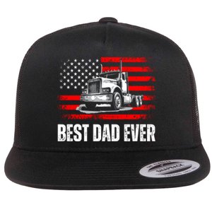 Best Dad Ever Flag Truck Dad Trucker Dad Best Trucking Dad Flat Bill Trucker Hat