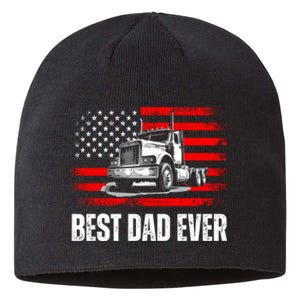 Best Dad Ever Flag Truck Dad Trucker Dad Best Trucking Dad Sustainable Beanie