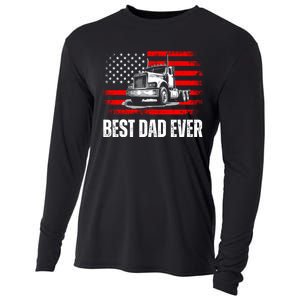 Best Dad Ever Flag Truck Dad Trucker Dad Best Trucking Dad Cooling Performance Long Sleeve Crew