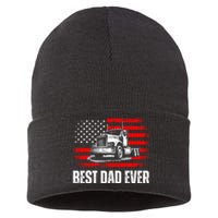 Best Dad Ever Flag Truck Dad Trucker Dad Best Trucking Dad Sustainable Knit Beanie