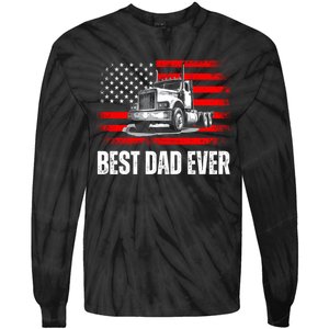 Best Dad Ever Flag Truck Dad Trucker Dad Best Trucking Dad Tie-Dye Long Sleeve Shirt