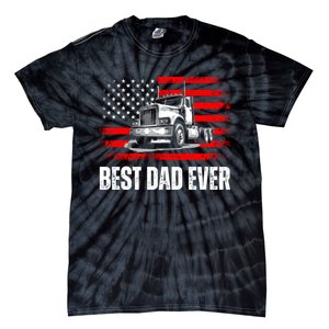 Best Dad Ever Flag Truck Dad Trucker Dad Best Trucking Dad Tie-Dye T-Shirt