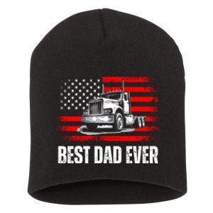 Best Dad Ever Flag Truck Dad Trucker Dad Best Trucking Dad Short Acrylic Beanie