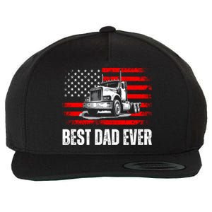 Best Dad Ever Flag Truck Dad Trucker Dad Best Trucking Dad Wool Snapback Cap