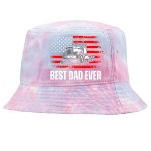 Best Dad Ever Flag Truck Dad Trucker Dad Best Trucking Dad Tie-Dyed Bucket Hat