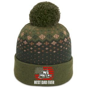 Best Dad Ever Flag Truck Dad Trucker Dad Best Trucking Dad The Baniff Cuffed Pom Beanie